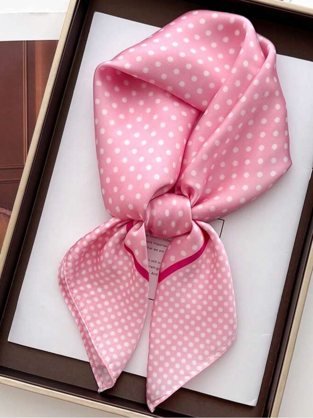 Pink Polka Dot Women’s Scarf - Elegant Neck & Hair Wrap